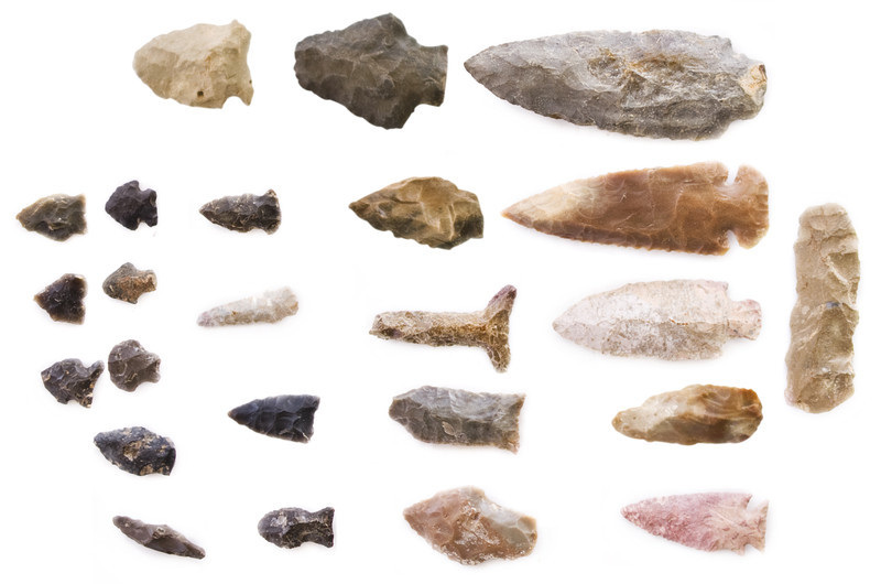 Chert stone arrowheads used by Native Americans