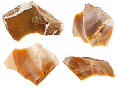 set of Flint mineral pebble