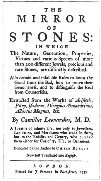 The title page of the Lconardus work on gemstones